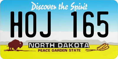 ND license plate HOJ165
