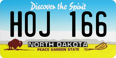 ND license plate HOJ166