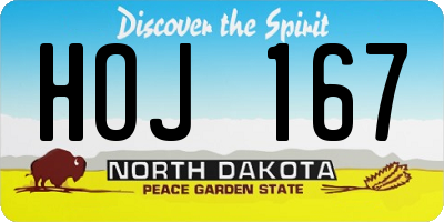 ND license plate HOJ167