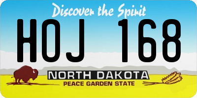 ND license plate HOJ168