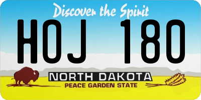 ND license plate HOJ180