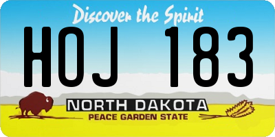 ND license plate HOJ183