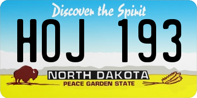 ND license plate HOJ193