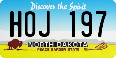 ND license plate HOJ197