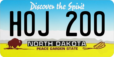 ND license plate HOJ200