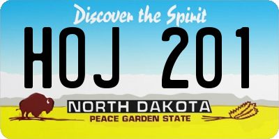 ND license plate HOJ201