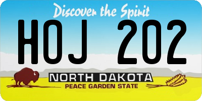ND license plate HOJ202