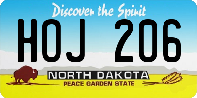ND license plate HOJ206