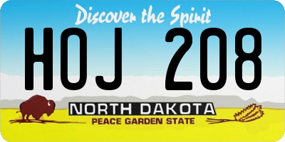 ND license plate HOJ208