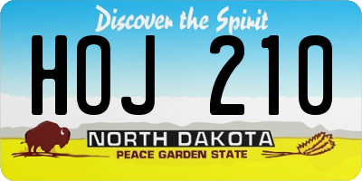 ND license plate HOJ210