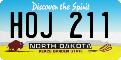 ND license plate HOJ211