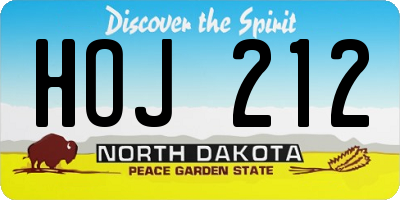 ND license plate HOJ212