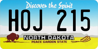 ND license plate HOJ215
