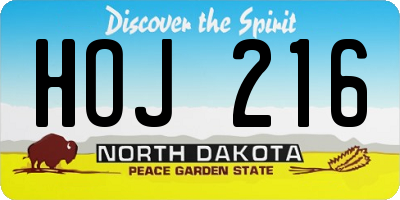 ND license plate HOJ216