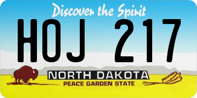 ND license plate HOJ217