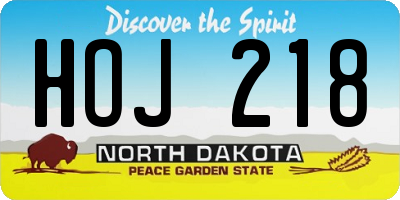 ND license plate HOJ218