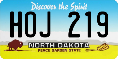 ND license plate HOJ219