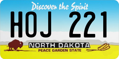 ND license plate HOJ221