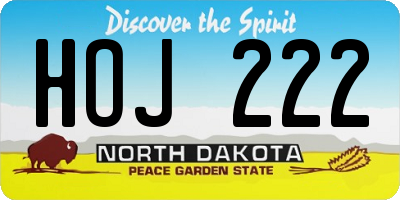 ND license plate HOJ222