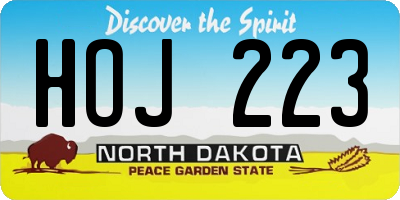 ND license plate HOJ223