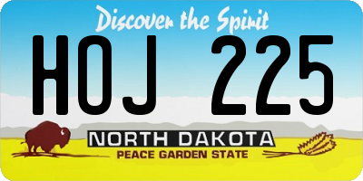 ND license plate HOJ225