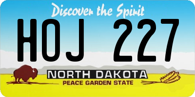 ND license plate HOJ227