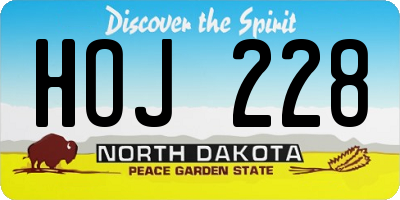 ND license plate HOJ228