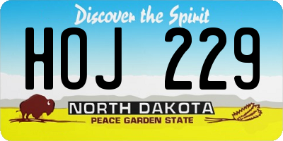 ND license plate HOJ229
