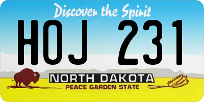 ND license plate HOJ231