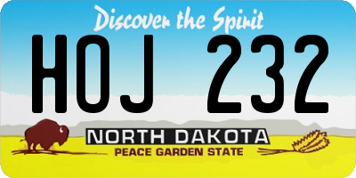 ND license plate HOJ232