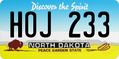 ND license plate HOJ233