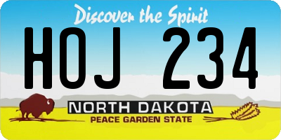 ND license plate HOJ234