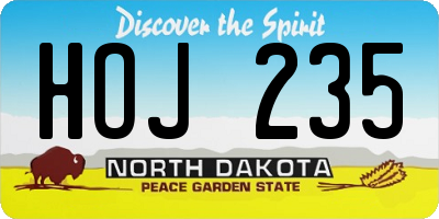 ND license plate HOJ235