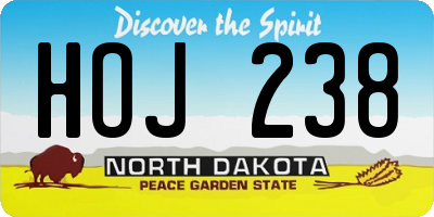 ND license plate HOJ238