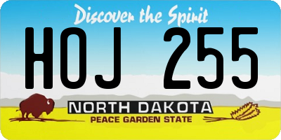 ND license plate HOJ255
