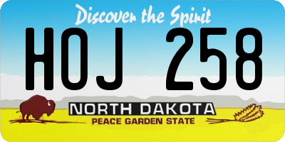 ND license plate HOJ258