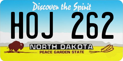 ND license plate HOJ262