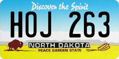 ND license plate HOJ263