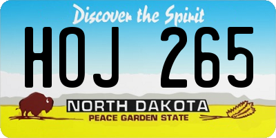 ND license plate HOJ265
