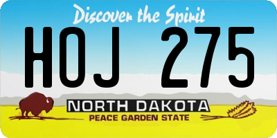 ND license plate HOJ275
