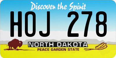 ND license plate HOJ278