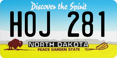 ND license plate HOJ281