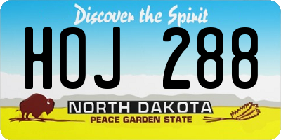 ND license plate HOJ288