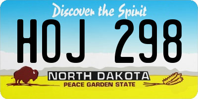 ND license plate HOJ298