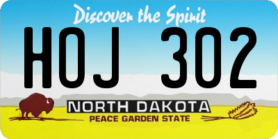 ND license plate HOJ302