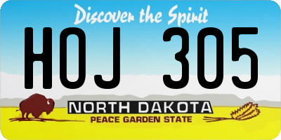 ND license plate HOJ305