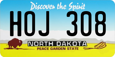 ND license plate HOJ308