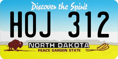 ND license plate HOJ312