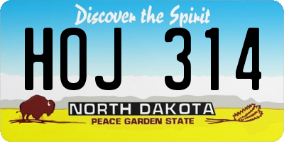 ND license plate HOJ314