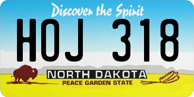 ND license plate HOJ318